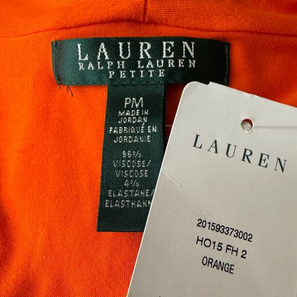 Lauren Ralph Lauren Petite Surplice Jersey Wrap Orange Top Size PM NWT - Picture 5 of 7